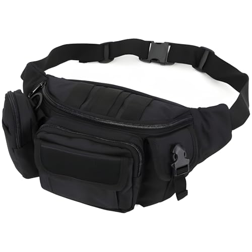 Schwarze Oxford-Gürteltasche für Herren, verdeckte Trage-Hüfttasche mit verstellbarem Riemen, Design mit mehreren Taschen, 24 x 15 x 15 cm Schwarze Oxford-Gürteltasche für Herren, verdeckte Trage-Hüfttasche mit verstellbarem Riemen, Design mit mehreren Taschen, 24 x 15 x 15 cm von Generisch