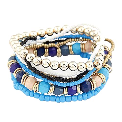 Schwarzes Elastisches Kinderarmband Buntes Perlenarmband-Set, süßes Geschenk, Kristallarmband ist für Freunde, Schwestern und Mädchen. Lassen Sie Kristallarmband Personalisiertes (Blue, One Size) von Generisch
