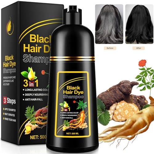 Generisch Shampoo 3 in 1 Haarfärbeshampoo Haarfärbeshampoo Langanhaltende Farbe, Tiefgreifend Pflegend, Anti-Haarausfall für Männer und Frauen 500 ml von Generisch