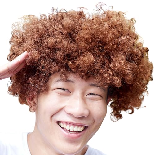 Schweißbänder Stirnband Karneval Afro Perücke Maskerade Dress Up Fans Haar Lustige Lustige Clown Bunte Perücken Haarband Set (Coffee, One Size) von Generisch