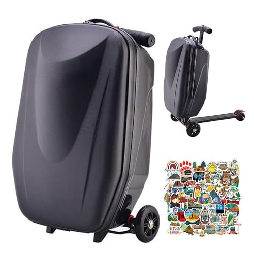 Scooter Koffer Handgepäck Hardshell Aufsitzgepäck Leichte Tragbare Reisetasche mit Rollen für Flughäfen und Pendeln, Faltbar und Abnehmbar für Erwachsene und Kinder, Schwarz von Generisch