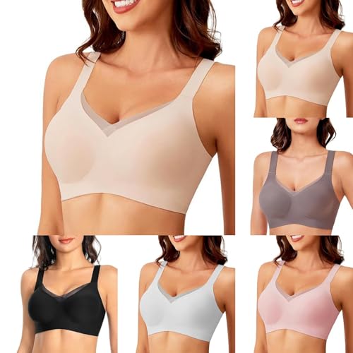 Seamless BH Damen Ohne Bügel Soft Bra Bügelloser BH Push Up Starker Halt Seamless BHS Nahtloser Bügelloser Atmungsaktiv mit Verstellbarem Vollschalen mit Geformten Cups Beige,M Seamless BH Damen Ohne Bügel Soft Bra Bügelloser BH Push Up Starker Halt Seamless BHS Nahtloser Bügelloser Atmungsaktiv mit Verstellbarem Vollschalen mit Geformten Cups Beige,M von Generisch