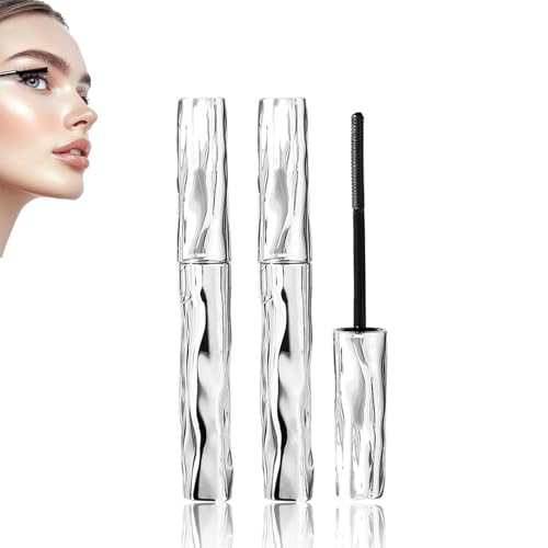 SeattleGet Mascara, Mascara mit Metallstab, 3D-Wimperntusche mit Bügeleisen, kein Abblättern, Teleskop-Stahlrohr mit abwaschbarer Metallbürste (2Pcs) von Generisch
