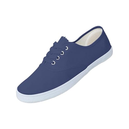 Segelschuhe Herren Blau,Freizeitschuhe Herren Sneaker Canvas Schuhe Unisex Arbeitsschuhe Fashion Schnürschuhe Weichen Sohle Sportschuhe Atmungsaktiv Fitnessschuhe Leichtgewichts Flache Schuhe von Generisch
