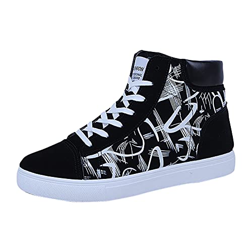 Segeltuch Flache für Herren High-Top Mode Bequeme Freizeitfarbe Matching-Spitze Freizeit Sportschuhe (White, 40) von Generisch