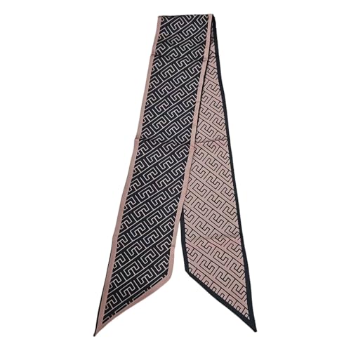 Seidenschal Damen Elegant Schmaler Halstuch Modisches Haarband Vielseitiges Accessoire Leicht Weich Atmungsaktiv Hautfreundlich Stilvoll (Black, One Size) von Generisch