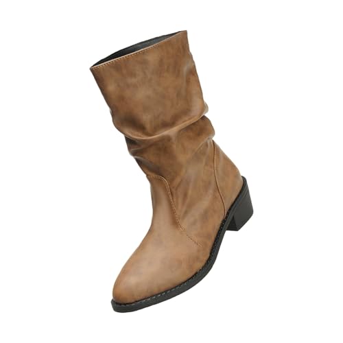 Seitlicher Reißverschluss für Damen, Stiefeletten, kurze Stiefel, Einzelschuhe für Damen, Freizeitschuhe, Damenstiefel, Größe 47, braun, 38.5 EU von Generisch
