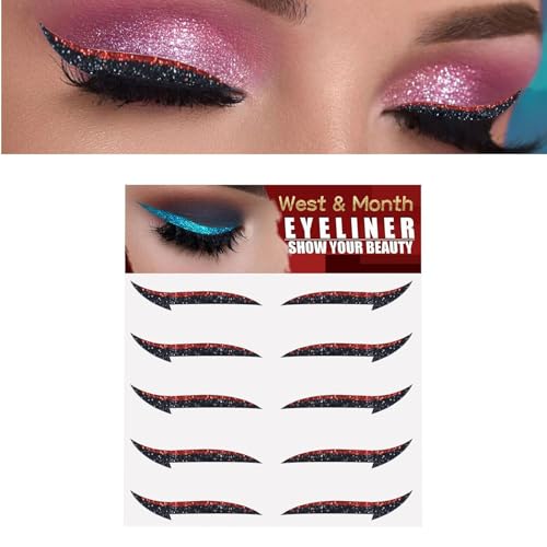 Selbstklebender Eyeliner-Schablonen-5-Pair-Glitzer-Eyeliner-Aufkleber | Sofortiges Party-Make-up-Tool, No-Smudge Eye Aufkleber für Festivals, Cosplay & Night Out mit chaotischer Anwendung Selbstklebender Eyeliner-Schablonen-5-Pair-Glitzer-Eyeliner-Aufkleber | Sofortiges Party-Make-up-Tool, No-Smudge Eye Aufkleber für Festivals, Cosplay & Night Out mit chaotischer Anwendung von Generisch