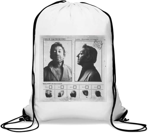 Serge Gainbourg Mug Shot Gym Sack Casual Drawstring Bag White von Generisch