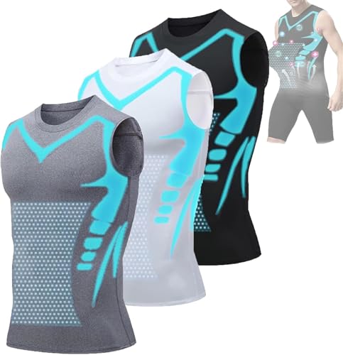 Shaperluv Tank 2.0, ärmelloses Kompressionsshirt mit Ionenformung, Weiß + Schwarz + Grau, XXL von Generisch