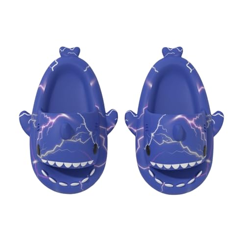 Shark Slides,Unisex Women Men Shark Slippers,Open Toe Slides Non-Slip Bath Slippers (Lightning Blue, Erwachsene, 36, Numerisch (von/bis), EU Schuhgrößensystem, 37, M) von Generisch