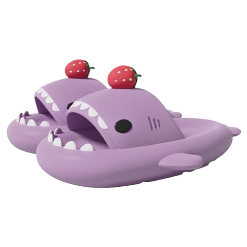 Shark Slides,Unisex Women Men Shark Slippers,Open Toe Slides Non-Slip Bath Slippers (Purple, Erwachsene, 40, Numerisch (von/bis), EU Schuhgrößensystem, 41, M) von Generisch