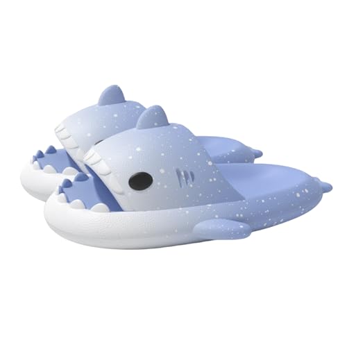 Shark Slides,Unisex Women Men Shark Slippers,Open Toe Slides Non-Slip Bath Slippers (White Blue, Erwachsene, 44, Numerisch (von/bis), EU Schuhgrößensystem, 45, M) von Generisch