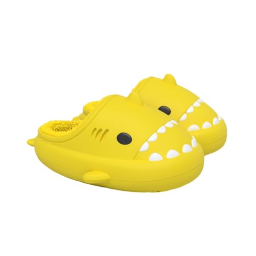 Shark Slides Winter,Adults and Kids Waterproof Unisex Winter Warm Plush Comfy Non-Slip Shark Slippers (8732 Yellow, Erwachsene, 42, Numerisch (von/bis), EU Schuhgrößensystem, 43, M) von Generisch