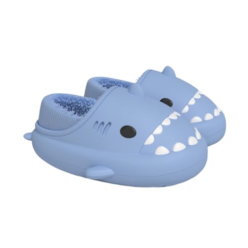 Shark Slides Winter,Adults and Kids Waterproof Unisex Winter Warm Plush Comfy Non-Slip Shark Slippers (8733 Blue, Erwachsene, 44, Numerisch (von/bis), EU Schuhgrößensystem, 45, M) von Generisch