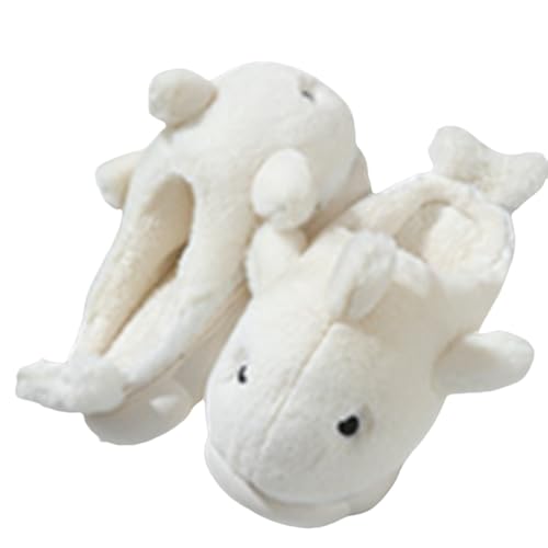 Shark Slippers Plüsch Unisex - Hausschuhe Damen Plüsch Winter Niedliches Winterschuhe Tiere Baumwollhausschuhe Dicke Sohle Haushaltsschuhe Unisex Rutschfest Schlupfschuhe Flanell Winterpantoffeln von Generisch
