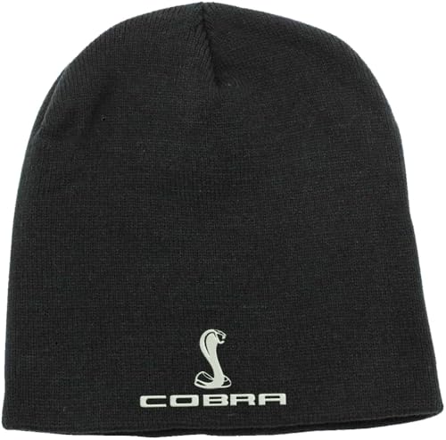 Shelby Cobra Beanie-Mütze, Retro-Logo, bestickt, keine Faltung, Wintermütze, Schwarz, Schwarz , Einheitsgröße von Generisch