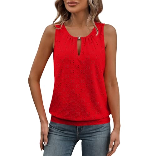 Shirt Mit Lochmuster Damen Pink Sexy Tank Tops Y2k Sommer Spaghetti Oberteil Tanktops Für Damen Lässige Rundhals Unterhemd Casual Meine Bestellungen Elegant Ärmelloses Top M von Generisch