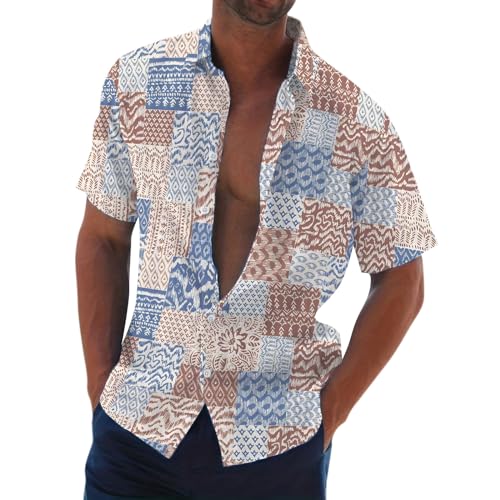 Shirts Herren Sommer, Kurzarm Hemden Casual Business Sommer Shirt Button Down for Männer Hawaiihemd Poloshirt Schwarz Hemd Regular Fit Rot Herrenhemden Fit von Generisch