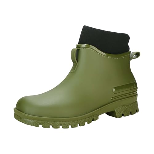 Short Rain Boots for Womens Ankle Rainboot Slip On Garden Boot Ladies Rubber Outside Work with Comfort Ballettkleidung Damen Schuhe (Green, 37) von Generisch