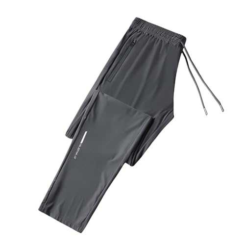 Shorts Damen Hose Eisseide Schlupfhose Große Größen Sport Relaxhose Gerade Geschnitten Leichte Sommerhose Stylische Jogginghose Casual Haushose Stoffhose Einfarbig Atmungsaktiv (Grey, L) von Generisch