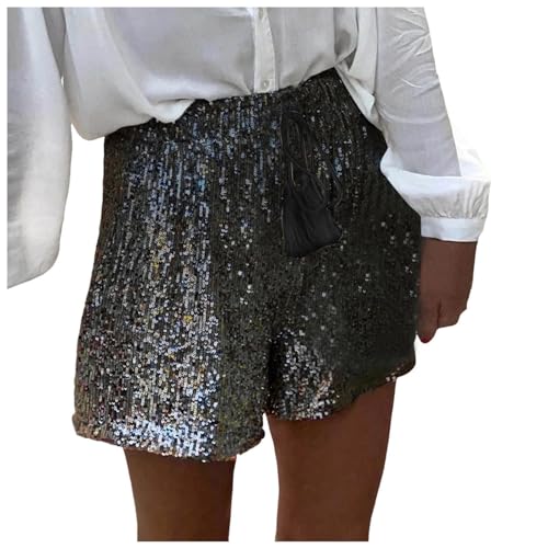 Shorts Damen Sommer,Pailletten Kurz Hose,Hohe Taille Kordelzug Shorts Damen Metallic Hotpants Pailletten Glitzer Short Festivals Outfits Glänzend Kurz Hosen Sexy Hotpants, Schwarz, L Shorts Damen Sommer,Pailletten Kurz Hose,Hohe Taille Kordelzug Shorts Damen Metallic Hotpants Pailletten Glitzer Short Festivals Outfits Glänzend Kurz Hosen Sexy Hotpants, Schwarz, L von Generisch
