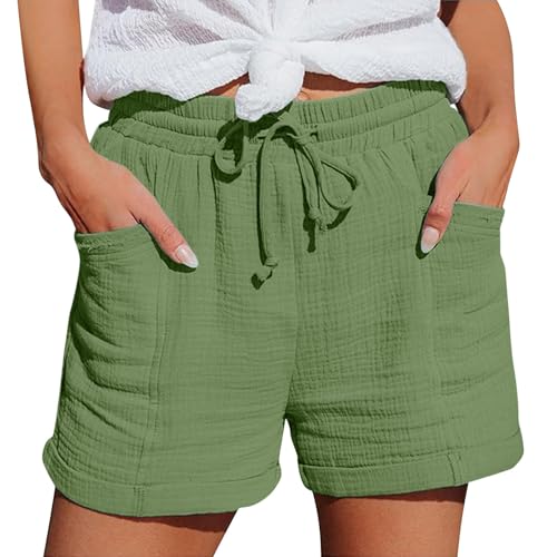 Shorts Damen Sommer High Waist Kurze Hose Sommer Musselin Sommerhose Frauen Kurz Leicht A-Linie Rüschen Rock Shorts Baggy Blickdicht Strandshorts von Generisch