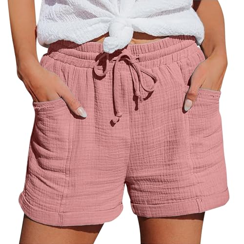 Shorts Damen Sommer High Waist Kurze Hose Sommer Musselin Sommerhose Frauen Kurz Leicht A-Linie Rüschen Rock Shorts Baggy Blickdicht Strandshorts von Generisch