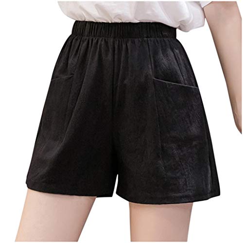 Shorts Damen Sommer Leinen Musselin Kurze Hose Beach Shorts Mit Taschen Sportshorts,Stoffhose Freizeit Stretch Sommerhose Drawstring Leinenhose Weiße Hosen Damen Stretch Bermuda Herren Sweat von Generisch