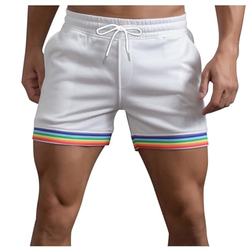Shorts Herren LGBT Gay Pride Flag Regenbogen Shorts Kurze Hose Sport Sommer Kurze Hosen Schnelltrocknende Laufshorts Trainingshose Outdoor Sporthose Pride Month 2024 Regenbogen Geschenke von Generisch
