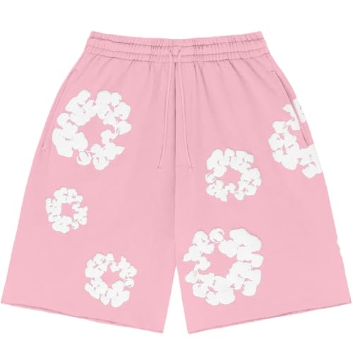 Shorts Herren Sommer Blume Unisex Y2K Hip Hop Strandshorts mit Taschen Kurze Hose Beach Shorts mit Kordelzug und Taschen Blumendruck Elastische Taille Sportshorts Pink M Shorts Herren Sommer Blume Unisex Y2K Hip Hop Strandshorts mit Taschen Kurze Hose Beach Shorts mit Kordelzug und Taschen Blumendruck Elastische Taille Sportshorts Pink M von Generisch