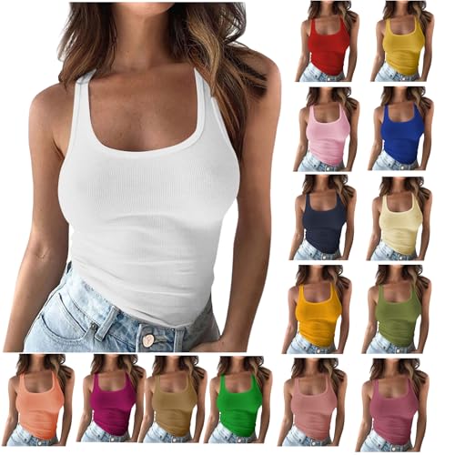 Shorts und Top Set Damen Ausgeh-Oberteile In Übergröße für Damen Gerippte Tanktops Ärmellos Schmale Hemden Einfarbiges Unterhemd Lange Unterhemden White Shorts und Top Set Damen Ausgeh-Oberteile In Übergröße für Damen Gerippte Tanktops Ärmellos Schmale Hemden Einfarbiges Unterhemd Lange Unterhemden White von Generisch