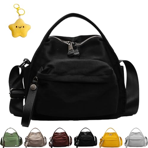 Shoulder Bag, Women Crossbody Shoulder Bag, Lightweight Large Capacity Solid Zipper Purse (Black) von Generisch