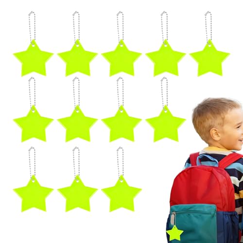 Sicherheitsreflektor-Schlüsselanhänger, Sicherheitsreflektor-Anhänger,12 Stück Sternanhänger für Kinder - Tragbarer Schmuck für Spaziergänge mit dem Hund, Radfahren, baumelnder Reflektoranhänger mit M von Generisch