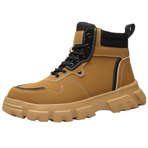Sicherheitsschuhe Herren Hoch Wasserdicht Stahlkappenschuhe - Anti-Smash Anti-Punktur Arbeitsschuhe Kampfstiefel - Stahlkappe Rutschfeste Sicherheitsstiefel Schutzschuhe Wanderschuhe FüR MäNner von Generisch
