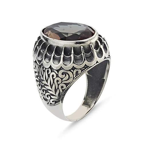 Siegelring 925 Sterling Silber Herrenring mit ovalem Zultanit Farbwechsel Stein Edelstein Silberring Herren Ring Sterlingsilber Geschenkidee Geburtstag Vatertag mit Schachtel (65 (20,6 mm Ø)) von Generisch