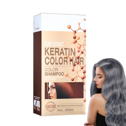 Silbergraues Haarfarbshampoo – Natürliches Haarfärbeshampoo, 6-in-1-Haarfärbemittel Deckt Graues Haar Ab, Langanhaltendes Farbshampoo Für Männer Und Frauen, Shampoo-Haarfärbemittel, 500 Ml von Generisch
