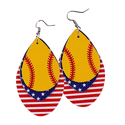 Silberne Ohrhänger Sport-Baseball-Dreischicht-Ohrringe für Frauen Ananas Ohrringe Für Mädchen (Yellow, One Size) von Generisch