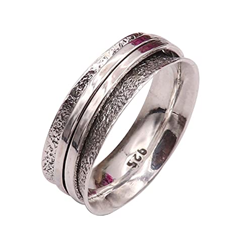 Silberner Spinner-Meditationsring Alle Größen Geschenkartikel Aussage 925 Sterling Silber Bandring Männer und Frauen Bandring Handgemachter Schmuck Goyal Jewels GESR03 (55 (17.5)) von Generisch