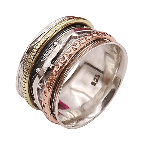 Silberner Spinner-Meditationsring Alle Größen Geschenkartikel Aussage 925 Sterling Silber Bandring Männer und Frauen Bandring Handgemachter Schmuck Goyal Jewels GESR04 (53 (16.9)) von Generisch