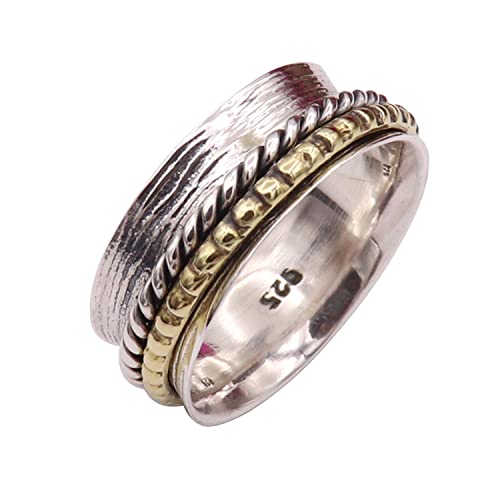 Silberring aus massivem 925er Sterlingsilber, Spinner, Meditationsband, Ring, alle Größen, Männer, Frauen, Ring, Geschenkartikel, Statement, handgefertigter Schmuck, Goyal Jewels GESR12 (70 (22.3)) von Generisch