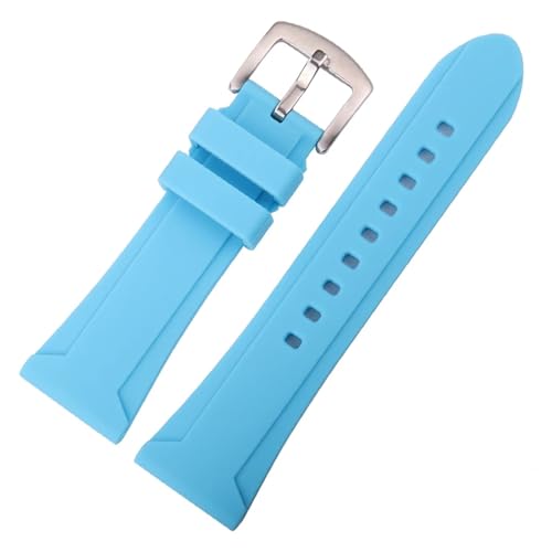 Silikon Armband Armband 4 Strap 22mm 24mm 26mm Frauen Männer Weiche Gummi Smart Watch Band Zubehör(Light Blue,26mm) von Generisch