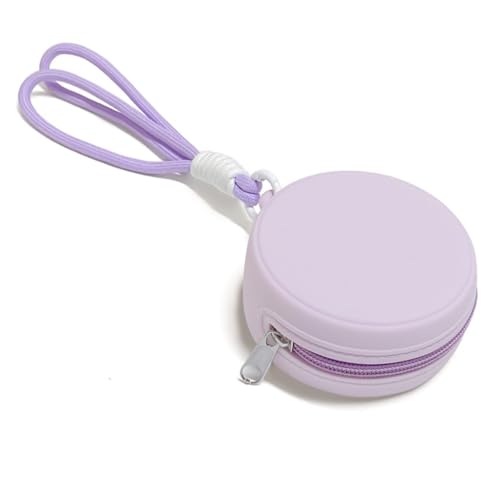 Silikon-Kopfhörertasche, tragbare Münzgeldbörse, Datenkabel-Aufbewahrungstasche, Münzbörse mit Seil-Reißverschluss, violett, modisch von Generisch