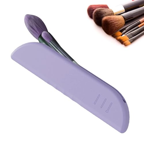 Silikon-Make-up-Pinselhalter, schlanke, tragbare Silikon-Kosmetiktasche, tragbare Kosmetiktasche, wasserdichter Pinsel-Organizer für Reisen, violett, Refer to description, Uni von Generisch