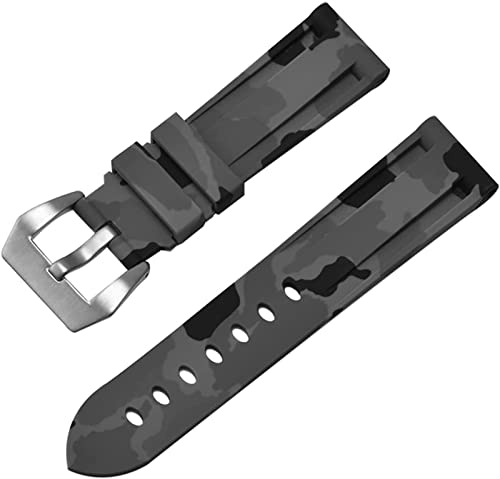 Silikon-Uhrenarmband, weiches Silikon, Camouflage, Gummi-Armband, Edelstahl-Schnalle, weiches Gummi-Ersatzband von Generisch