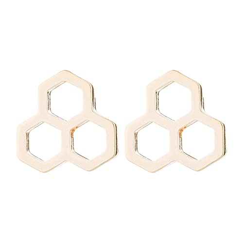 Silver Dangle Earrings mechanische sechseckige geometrische Ohrringe mit ausgehöhlten sechseckigen Ohrringen mit drei Gliedern in Wabenform Ohrringe Männer Silber (Gold, One Size) von Generisch
