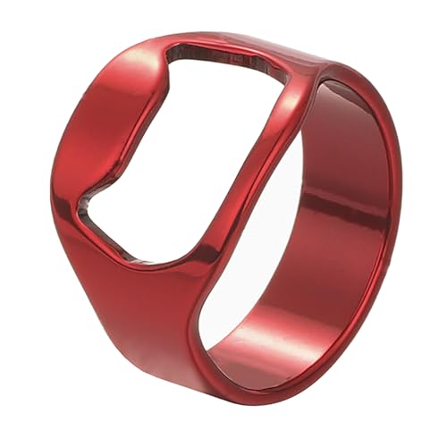 Silver Ring Ring Einfacher Schmuck Herren Für Titanstahl Offene Bierflasche Persönlichkeit Multifunktionales Bierwerkzeug Edelstahl Damen (Red, F) von Generisch