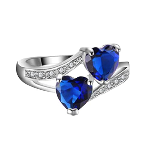 Silver Rings for Women Silber, Zirkonia, Band, Mini-Schleife, Knoten, Eheringe, plattierte Verlobungsringe, stapelbare Eheringe für sie, Mini-Geburtstagsgeschenk Getrocknete (Blue, B) von Generisch