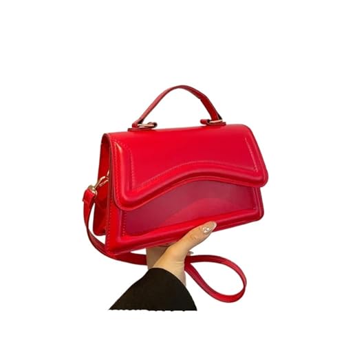 Simple Fresh Kleine Quadratische Umhängetasche Damen Handtasche Sommer Crossbody Tasche Weiches PU-Leder Innenfach, rot, Einheitsgröße von Generisch