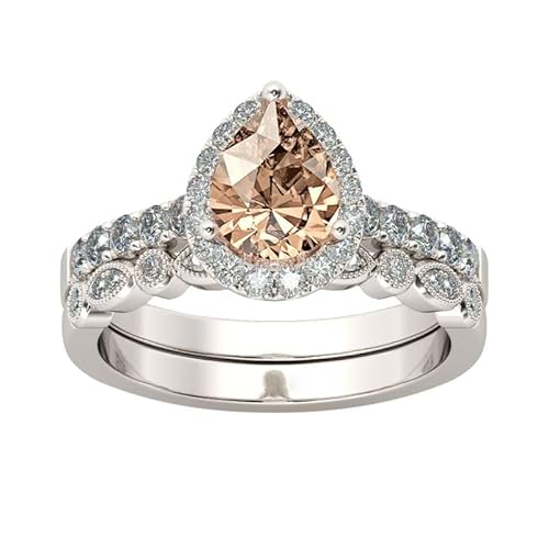 Simulierter Champagner Diamant Ringe Funkelnder Damen Modischer Ringe Niedlicher Alloy Silber Daumenring Verlobungsring Hochzeit Jahrestag Schmuck Das perfekte Geschenk zum Muttertag von Generisch
